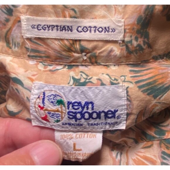 Reyn Spooner Hawaiian Henley Shirt Egyptian Cotton Shell Print Resort Vacation - Picture 6 of 6